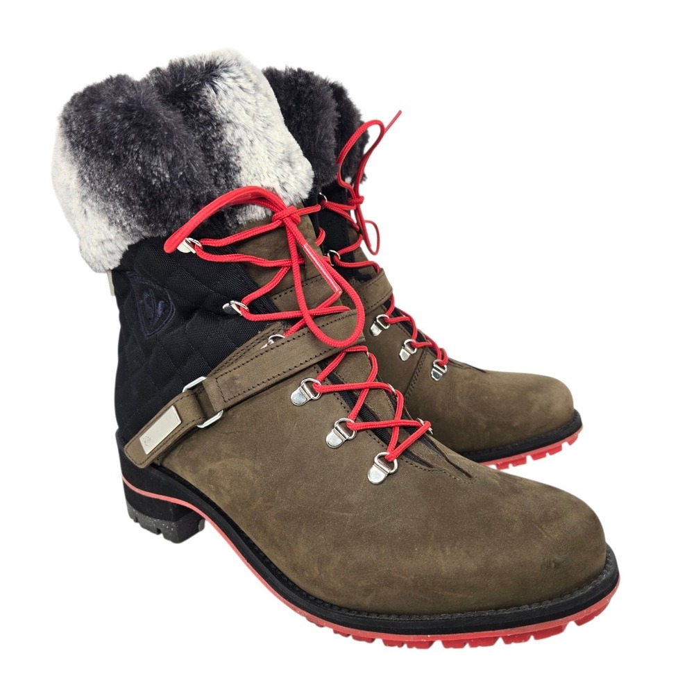 Rossignol 1907 Megeve Winter Boots Women's 7 Brown Fur Limited Edition Apres Ski